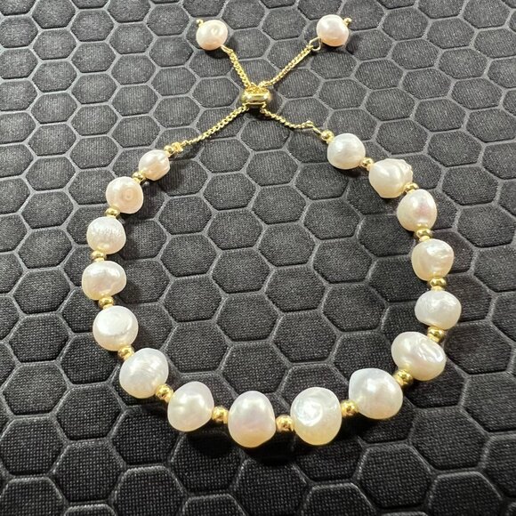 Venice By The Sea Jewelry Jewelry - White Pearl Bracelet Yellow Gold Plated